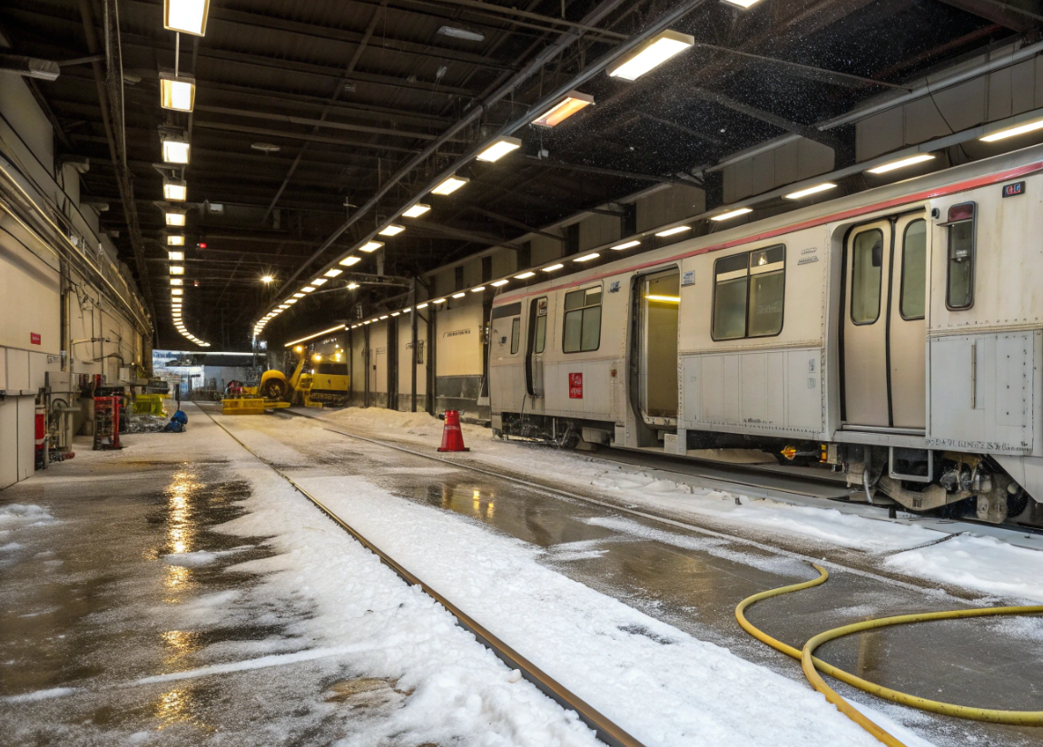 Зимняя мойка вагонов от соли и грязи без повреждения покрытия