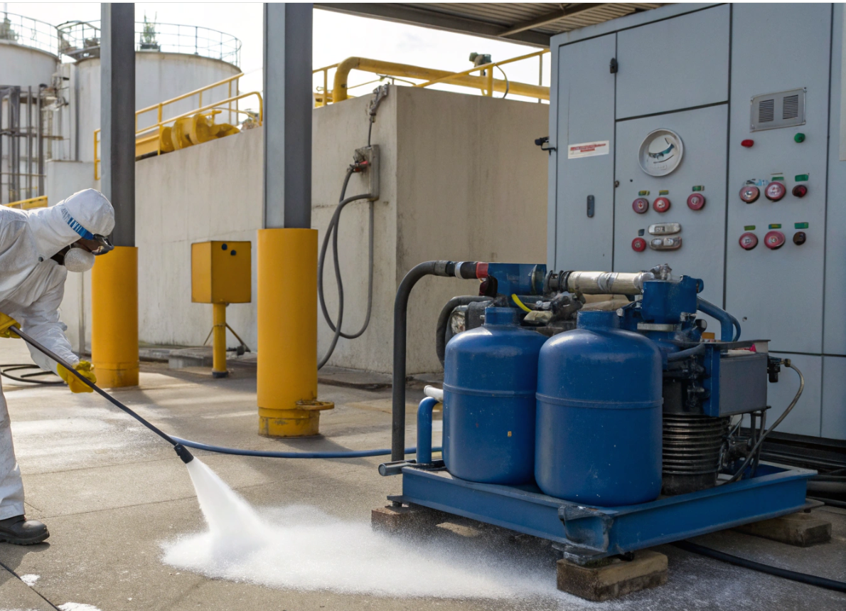 Удаление жиромасляных загрязнений на газокомпрессорных станциях