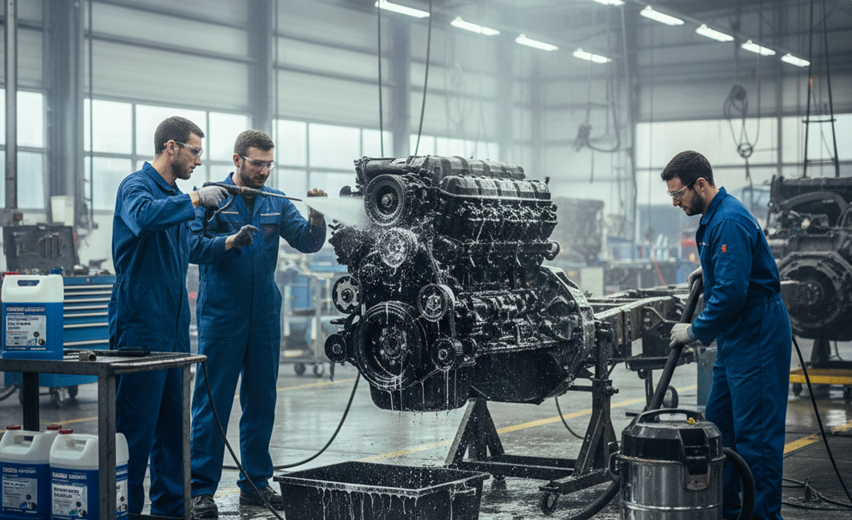 Подготовка агрегатов автобусов к ремонту без растворителей