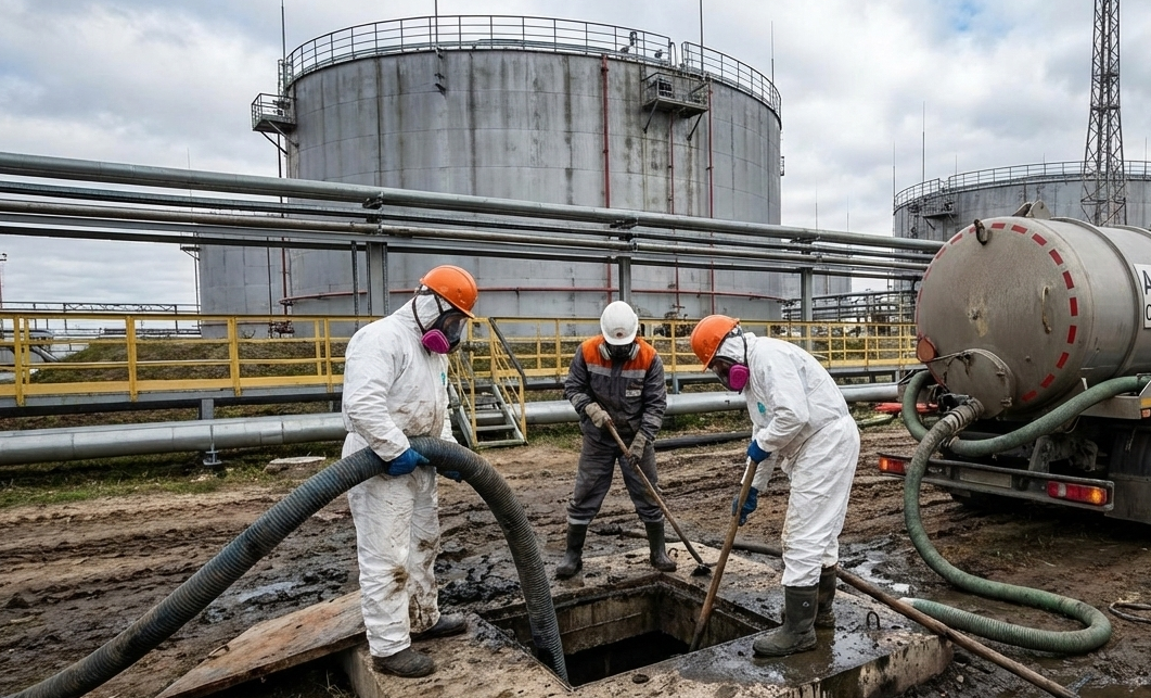 Очистка насосных колодцев резервуарных парков