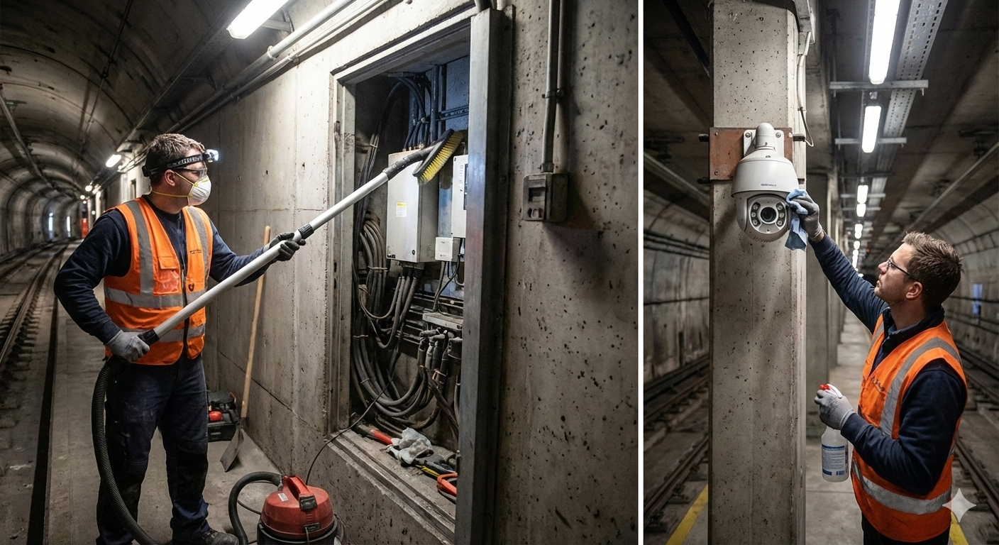 Очистка технических ниш и камер в ЖД и метро