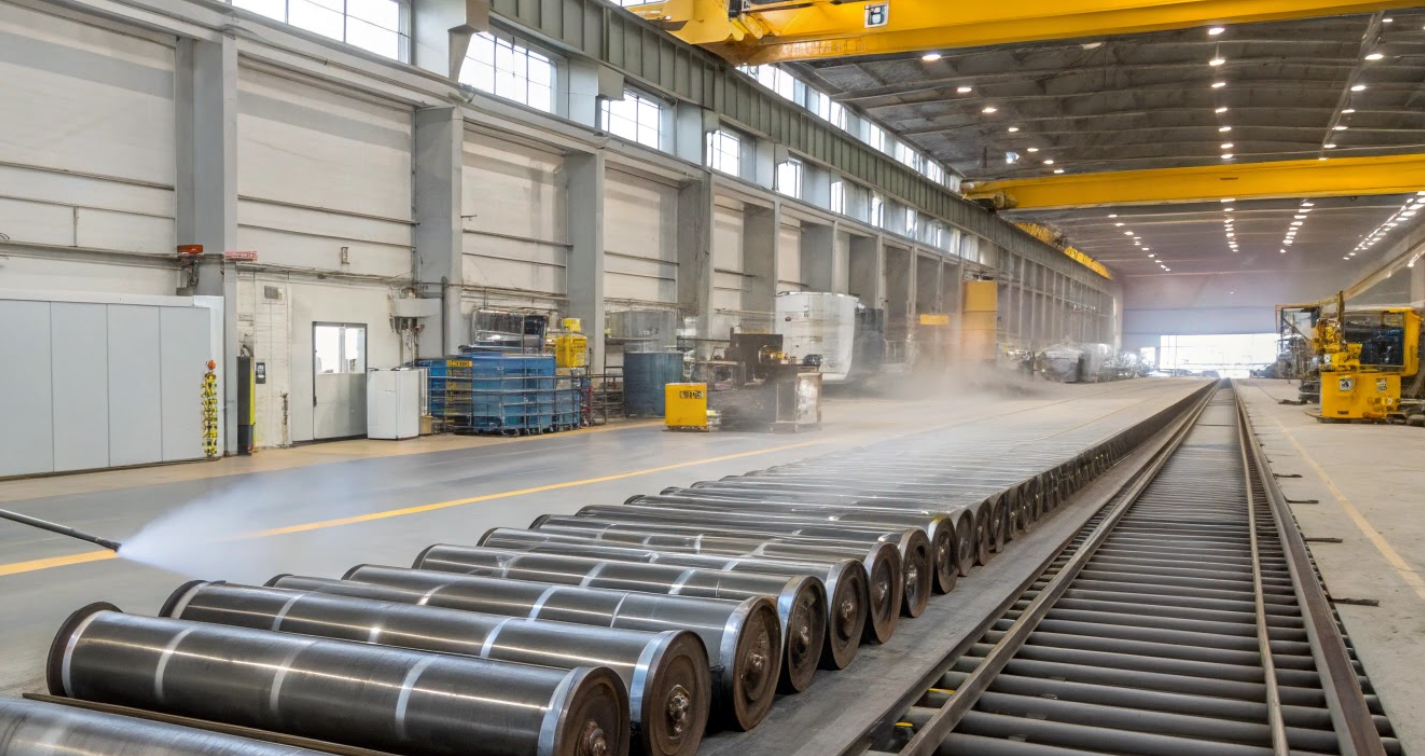 Очистка рольгангов от графитовой смазки