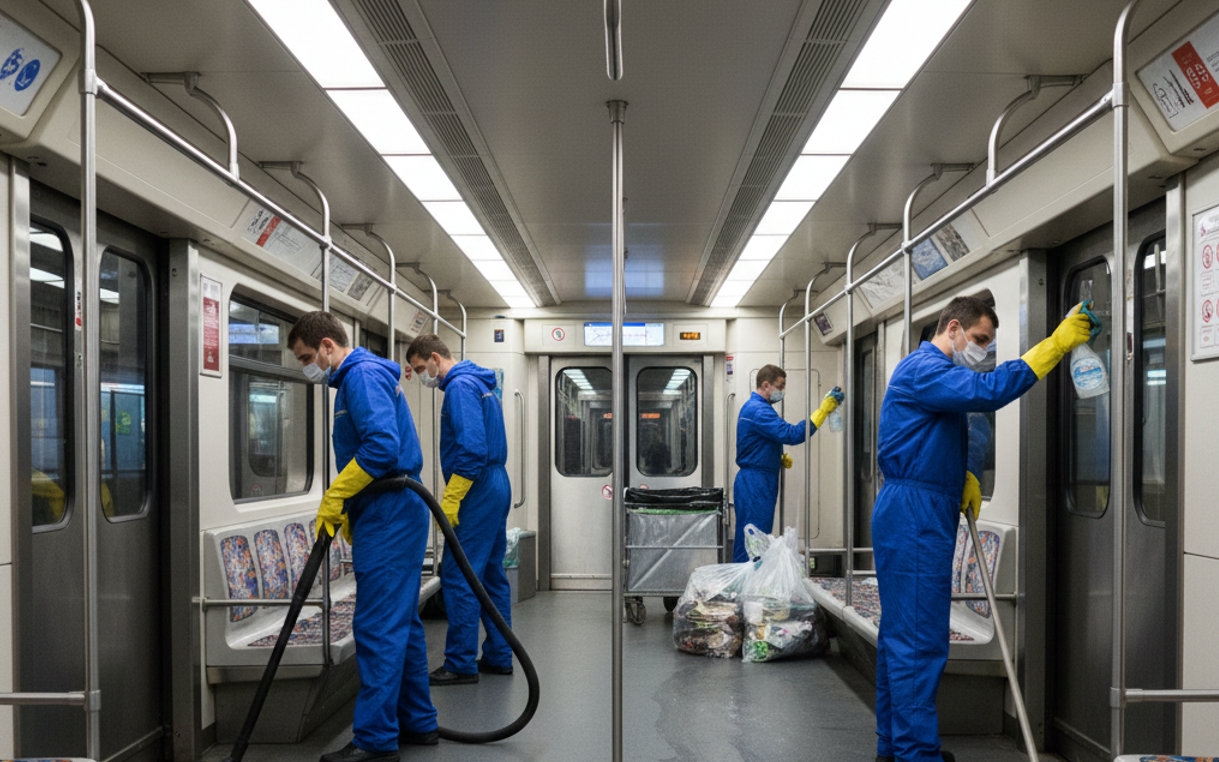 Очистка вагонов после перегрузки пассажиропотока