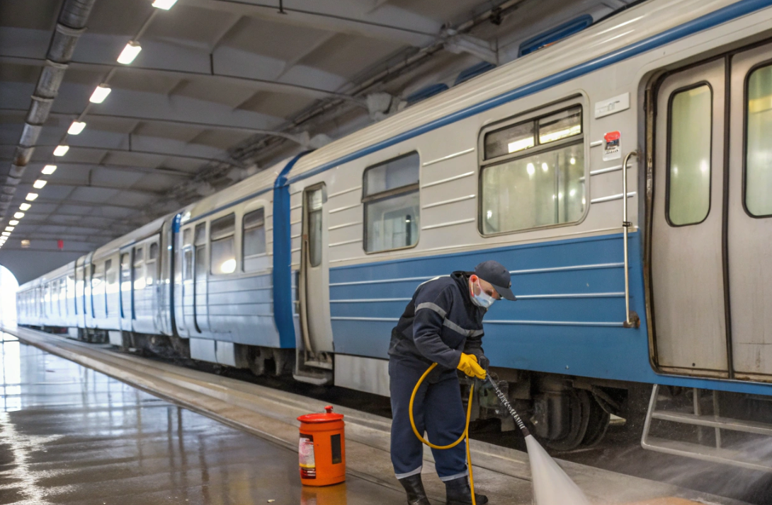 Очистка вагонов от следов технического песка