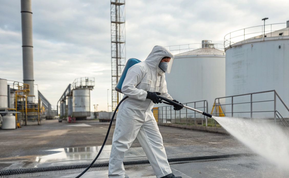 Удаление нефтяных отложений с корпусов насосов