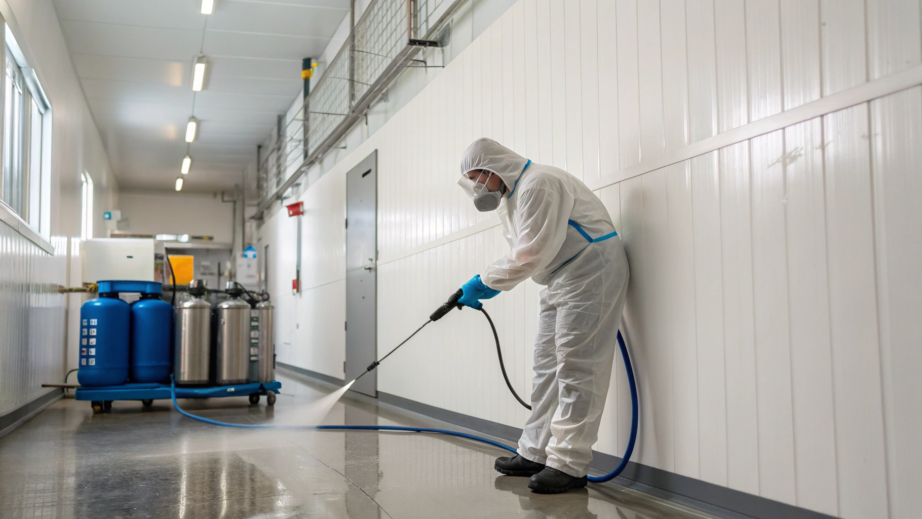 Мытье стен и полов в чистых зонах фармы