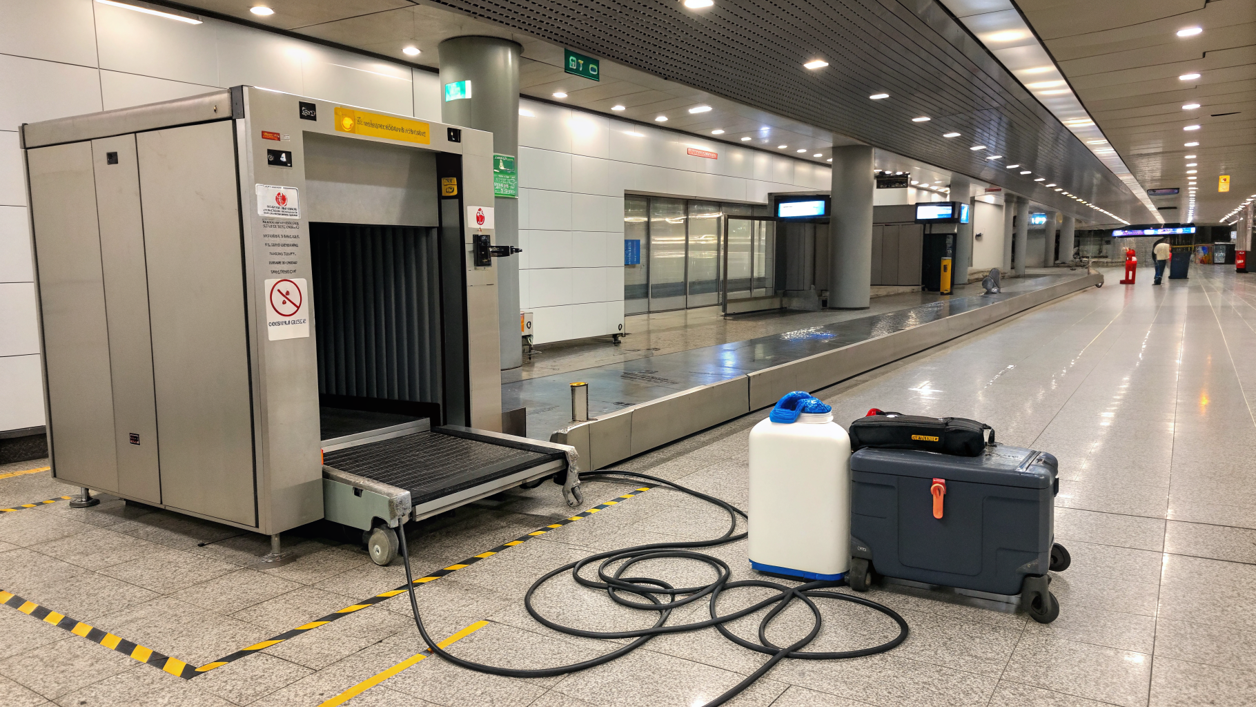 Очистка конвейерных лент и корпусов рентгеновских сканеров багажа при интенсивной эксплуатации