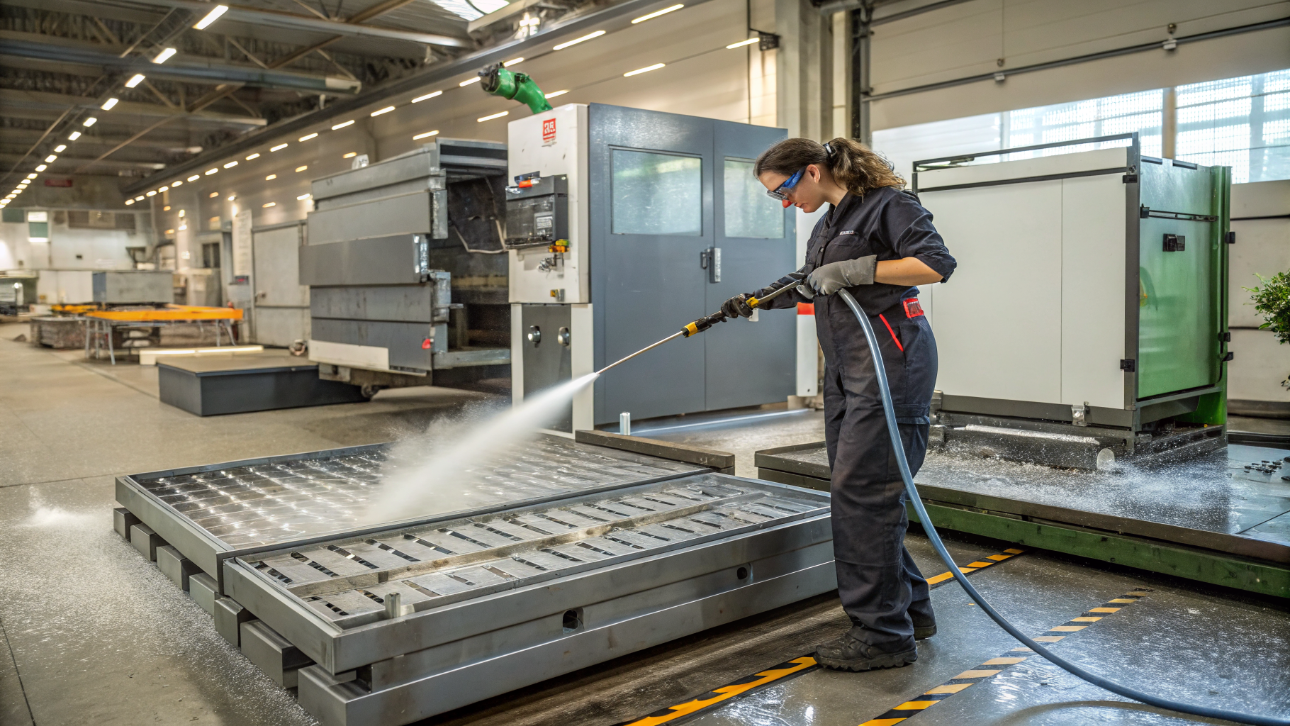 Очистка лотков и поддонов станков от масел и металлической стружки