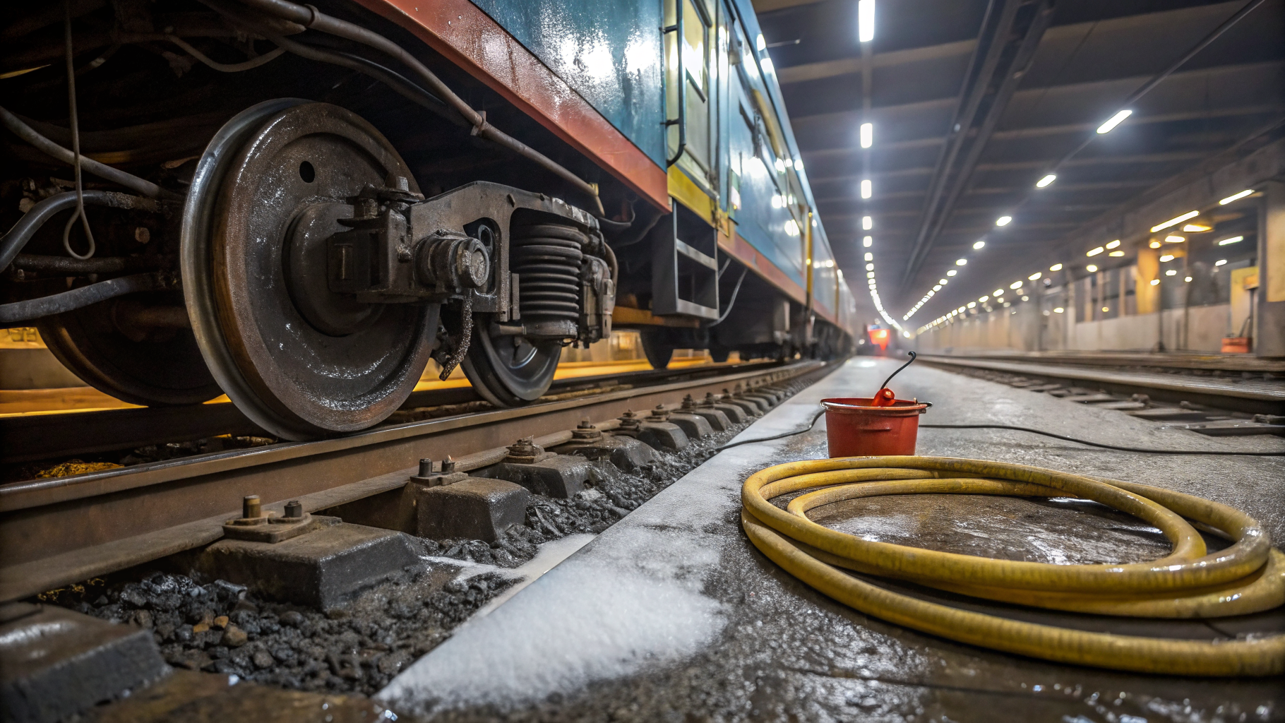 Очистка соединительных муфт и подвагонного оборудования без демонтажа