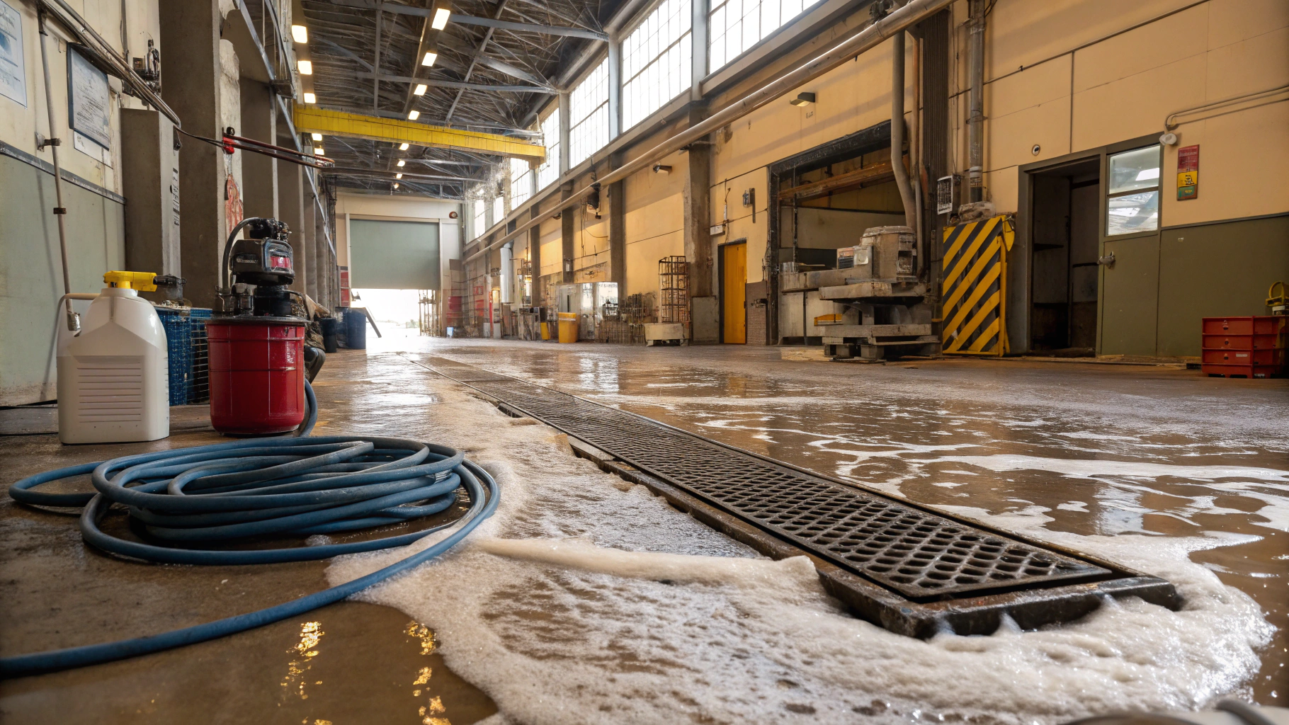 Очистка полов от соли и песка на проходных и в цехах