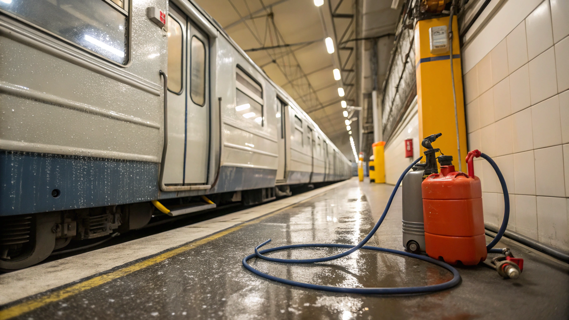 Мойка и санитарная обработка подвижного состава на линии без остановки эксплуатации