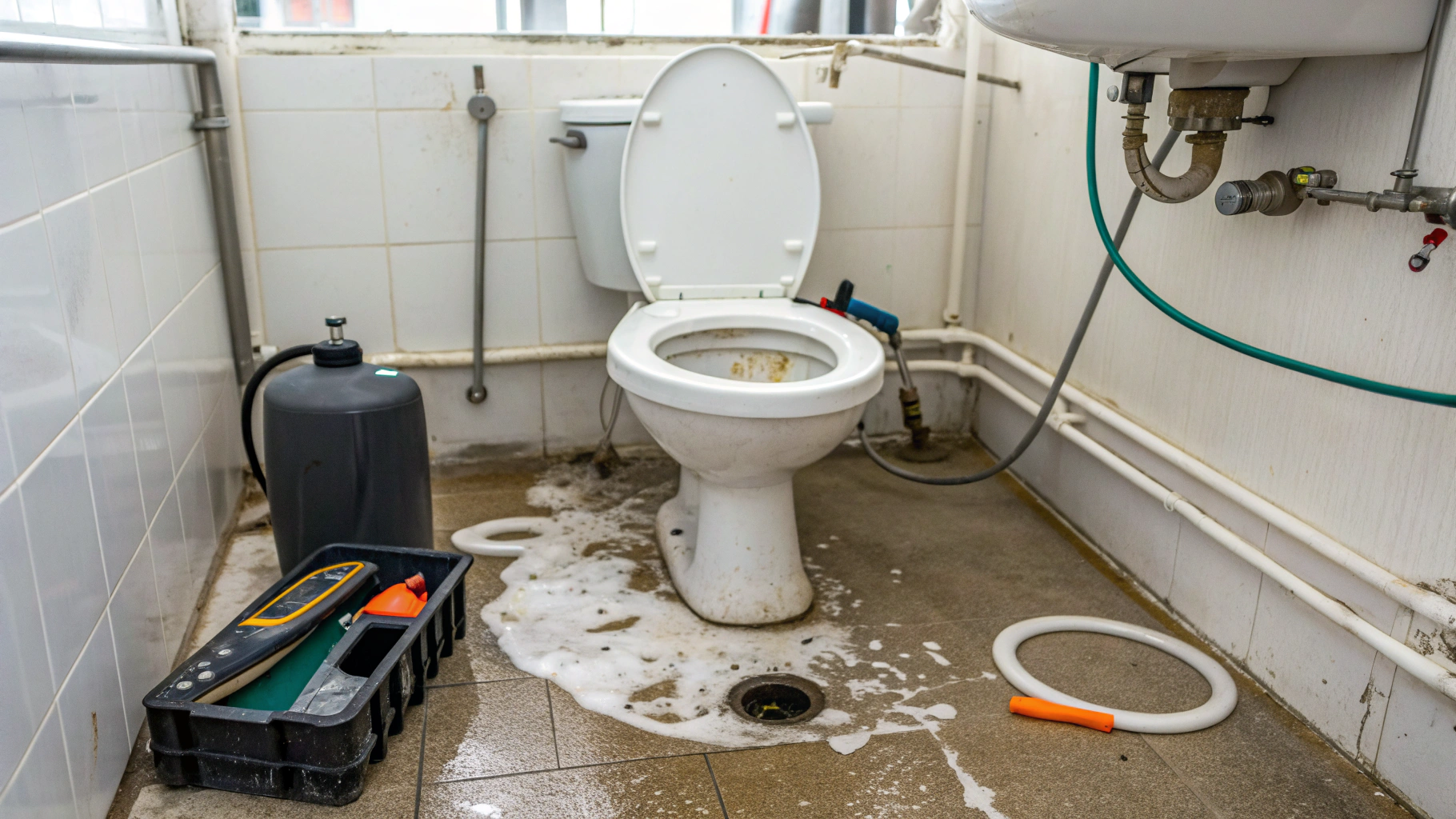 Очистка санузлов на объектах добычи при загрязнении нефтепродуктами