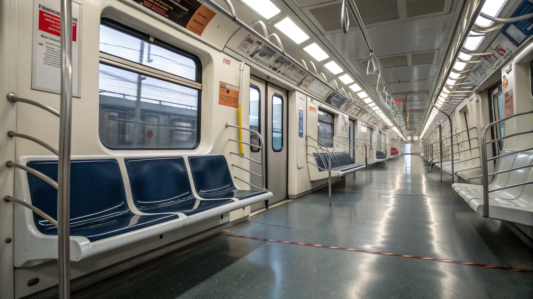 Дезинфекция поручней и сидений в метро в сезон ОРВИ