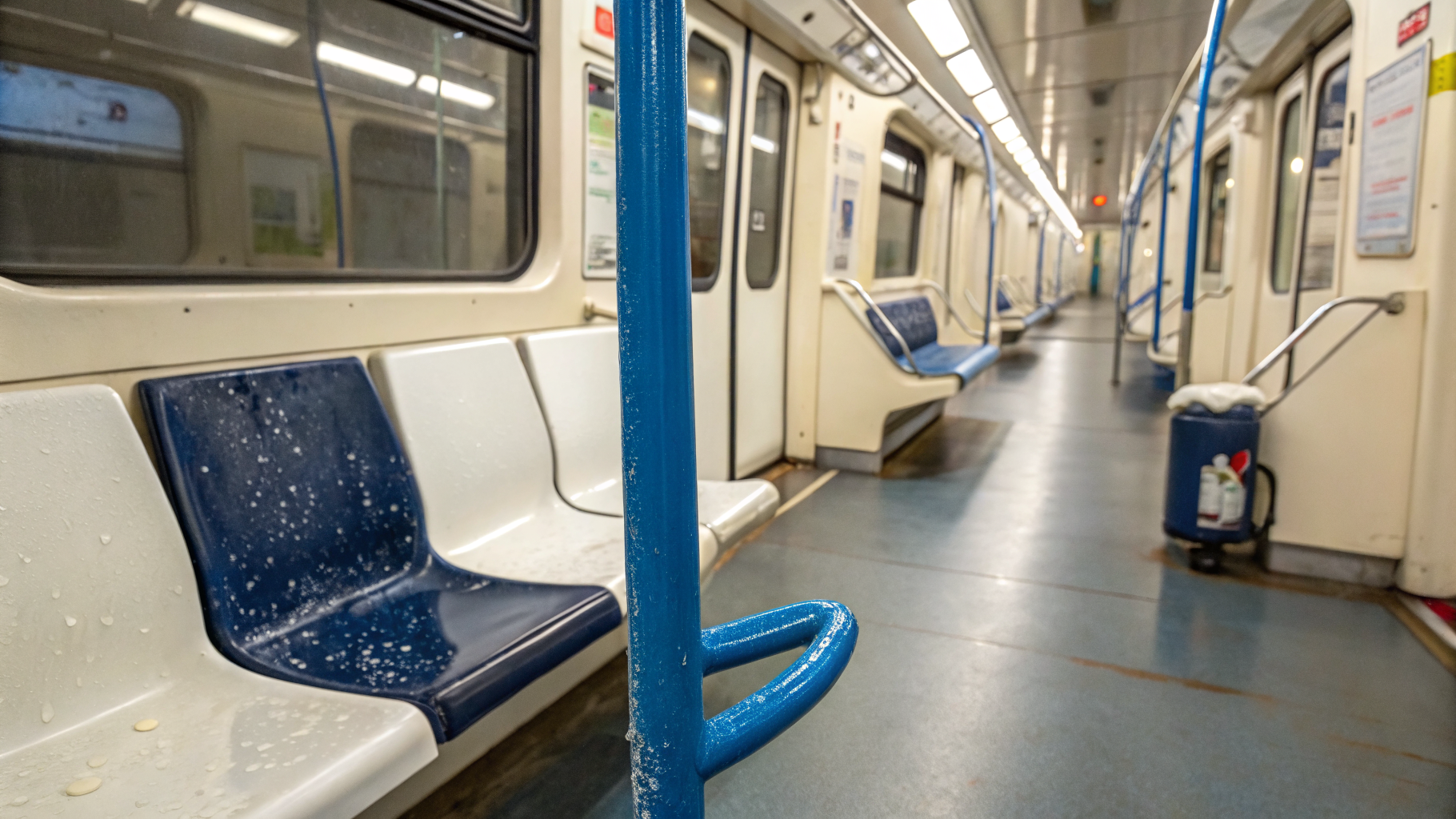 Очистка подлокотников и поручней в салонах