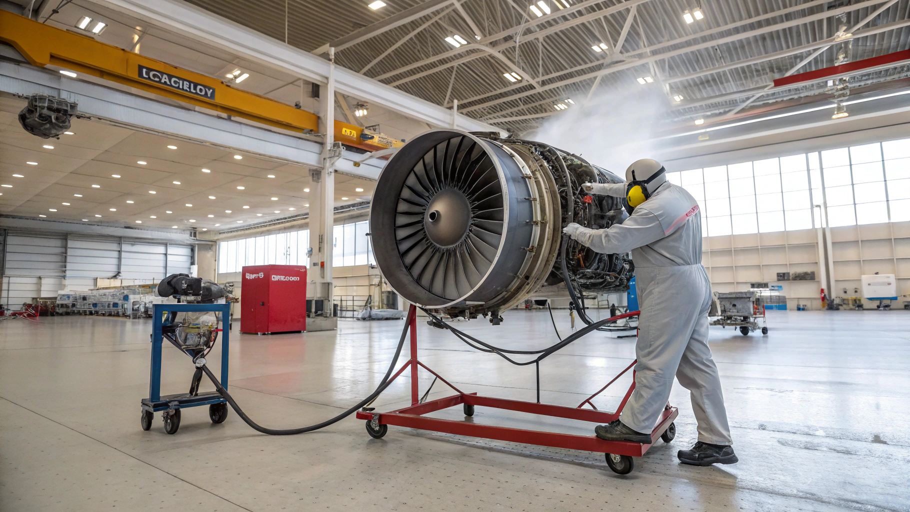 Удаление остатков масла с деталей авиадвигателя