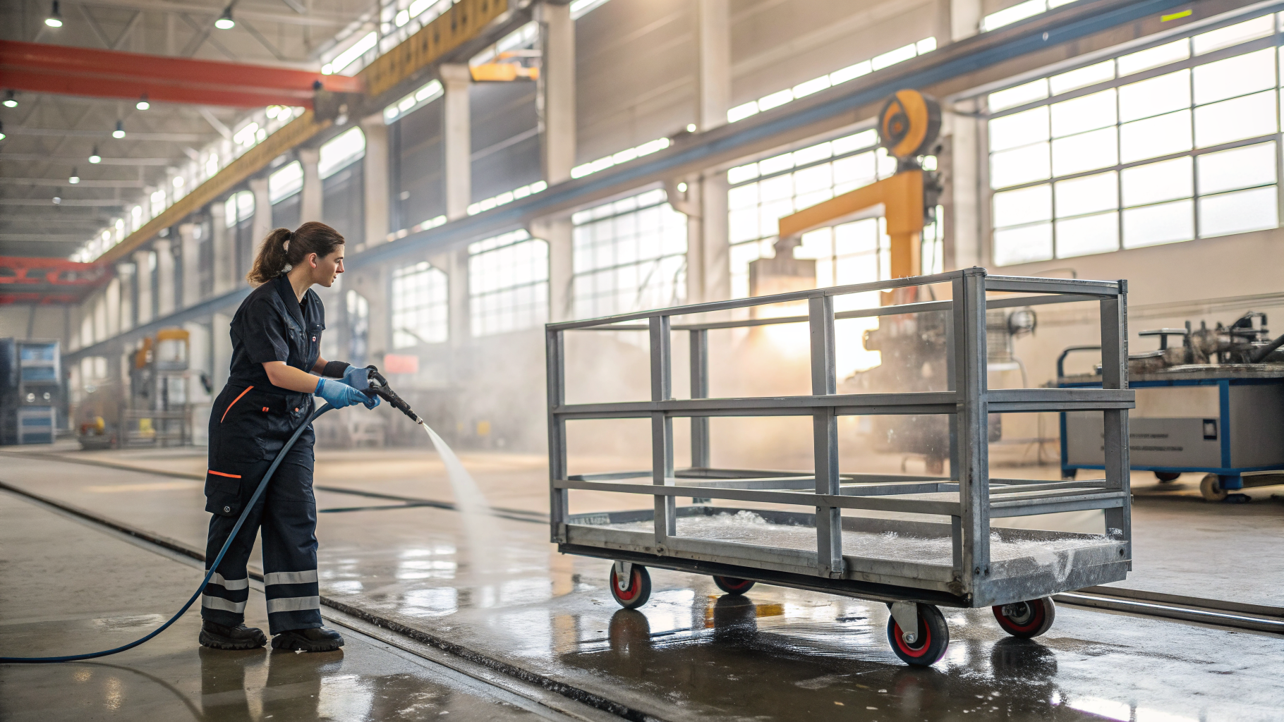 Очистка тележек внутрицеховой логистики