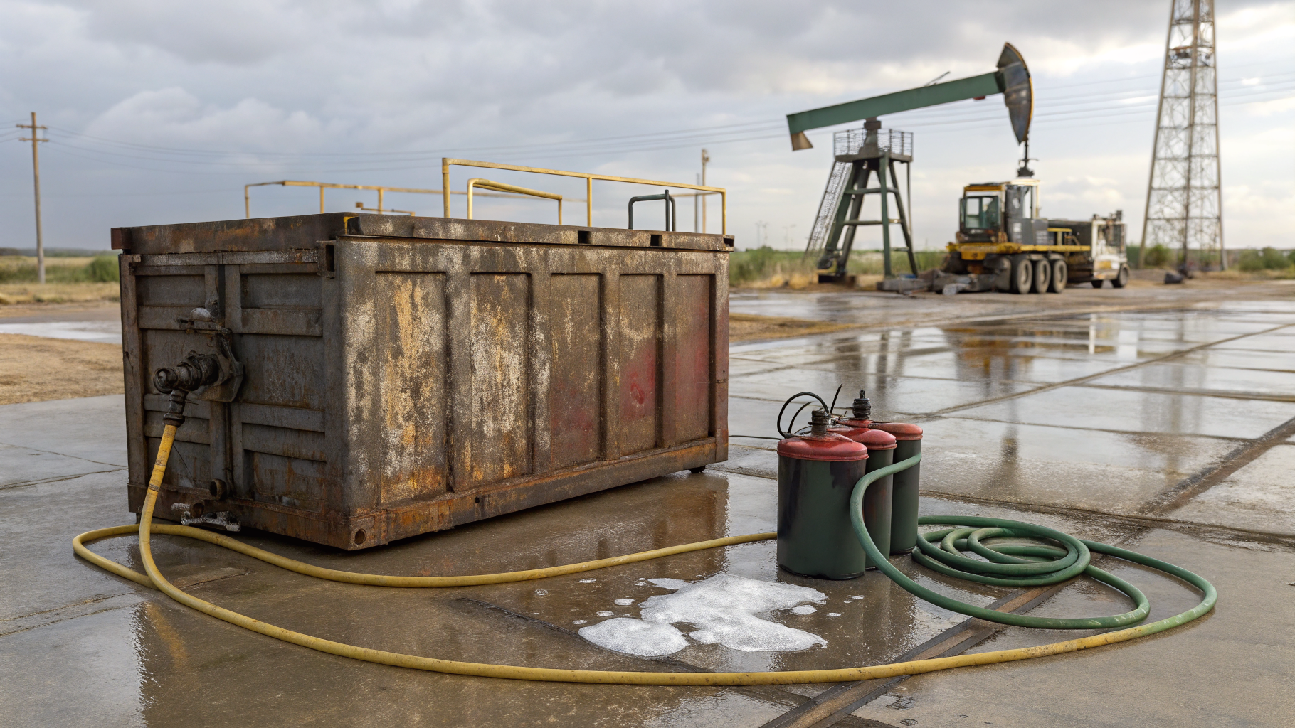 Очистка сервисных контейнеров от нефтяных загрязнений на промышленном объекте
