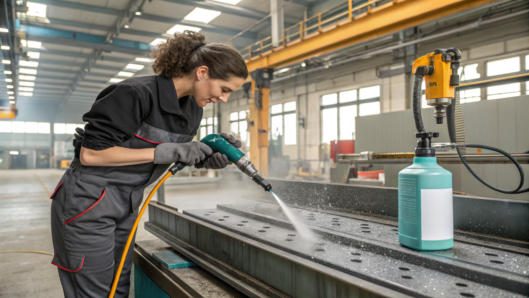 Удаление масляных загрязнений с кожухов и направляющих металлообрабатывающих станков
