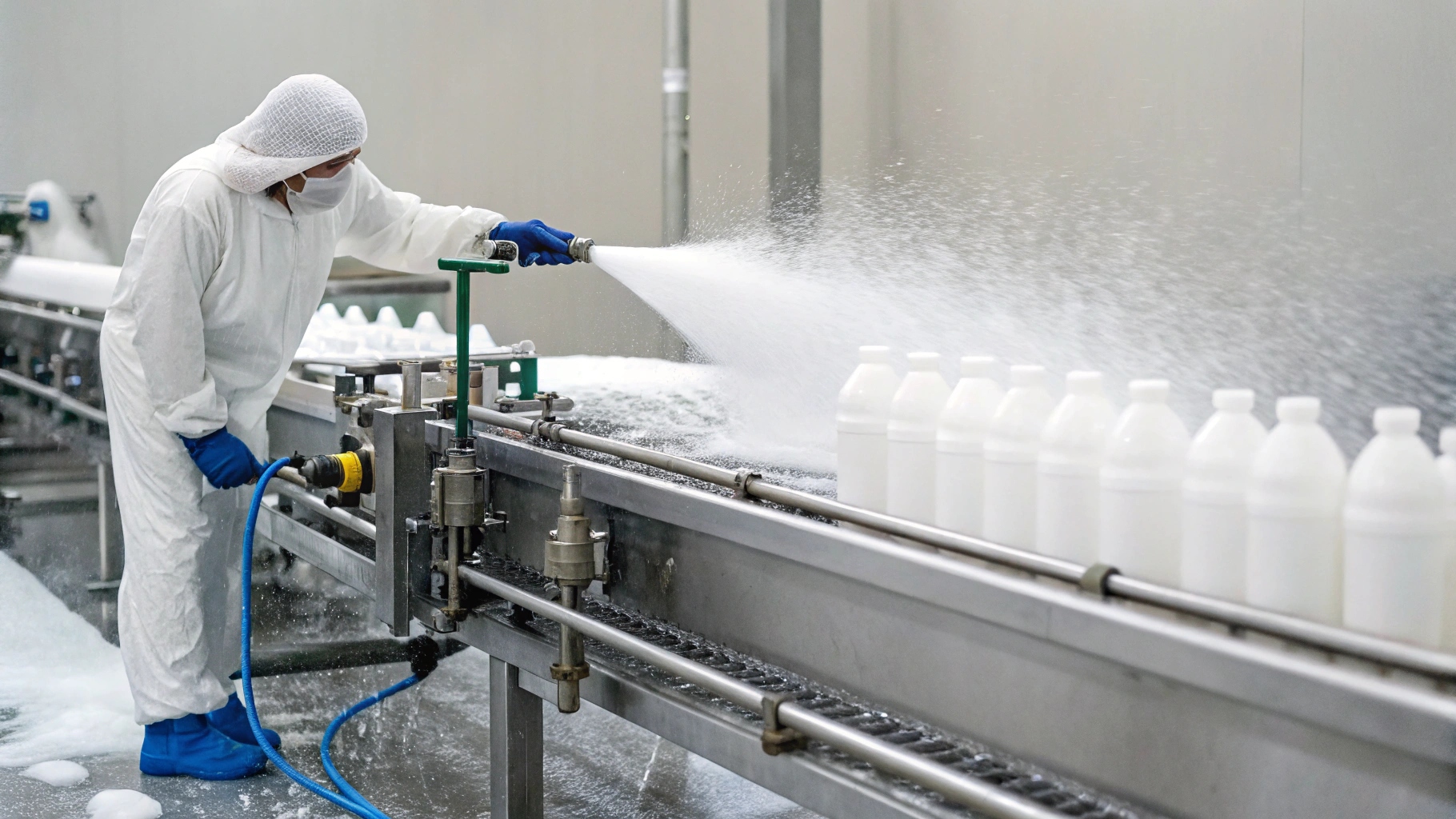 Мойка пенной установкой на пищевых предприятиях