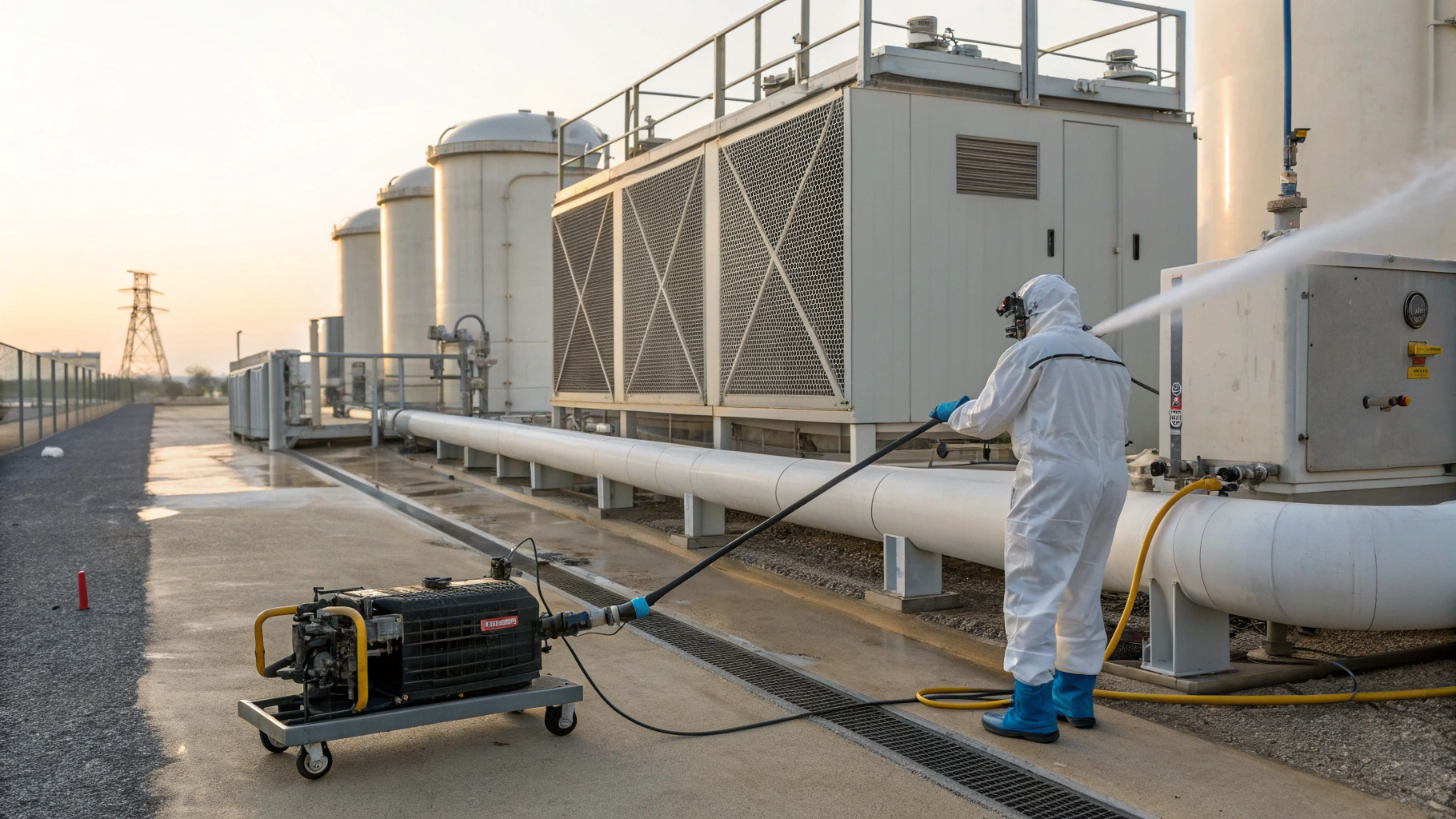 Мойка воздухоохладителей газа от масляной пыли со сбором стоков