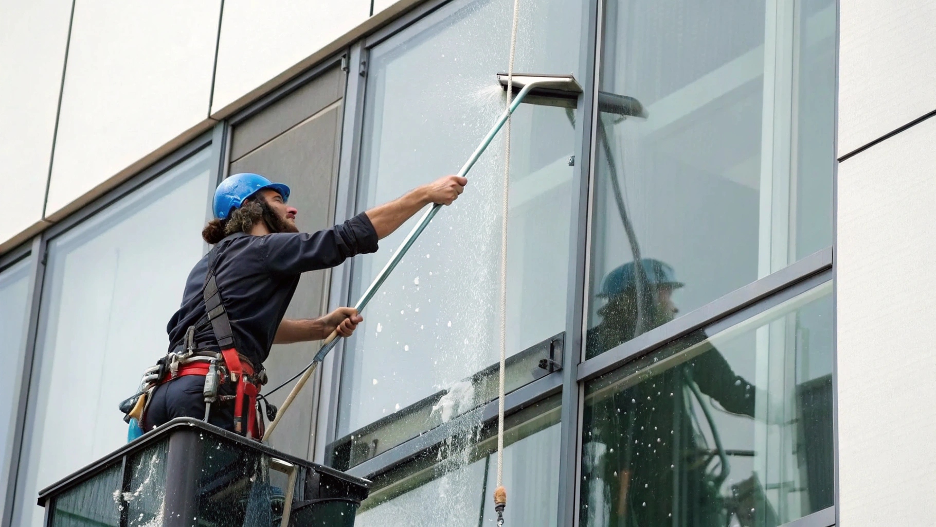 Мытье окон с помощью сгона