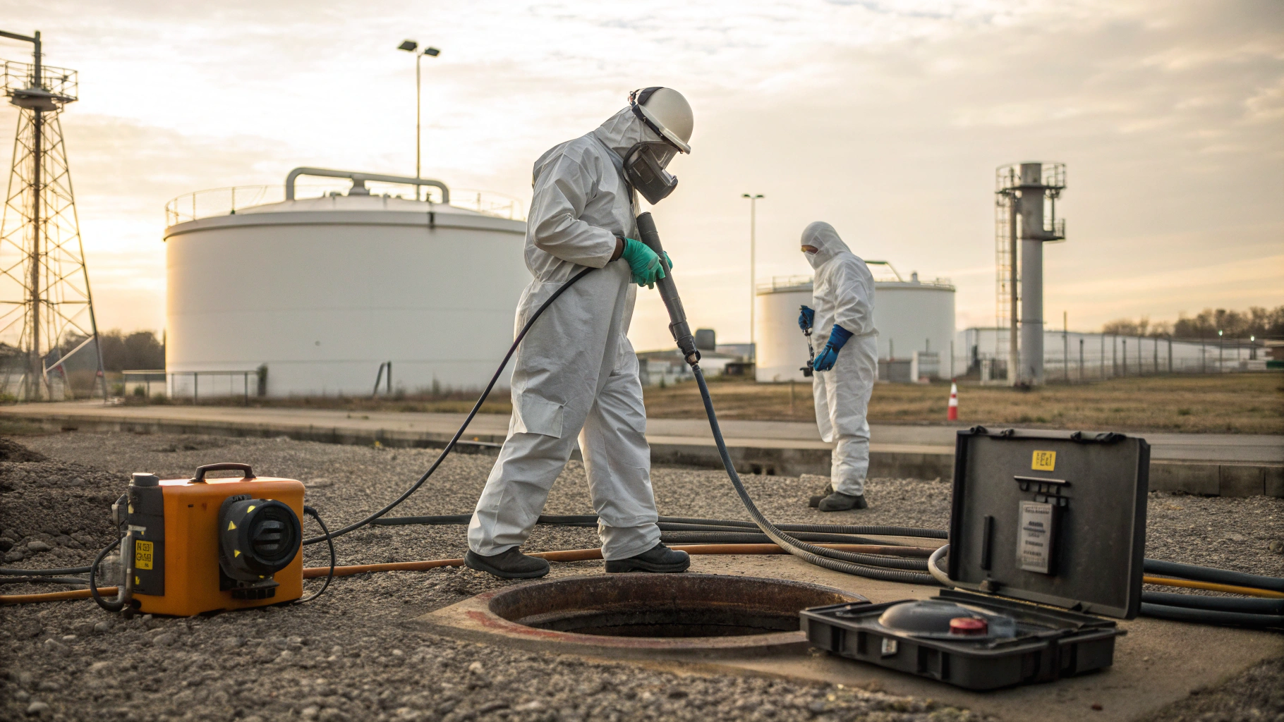 Очистка резервуаров нефти от сернистых шламов с газоанализом