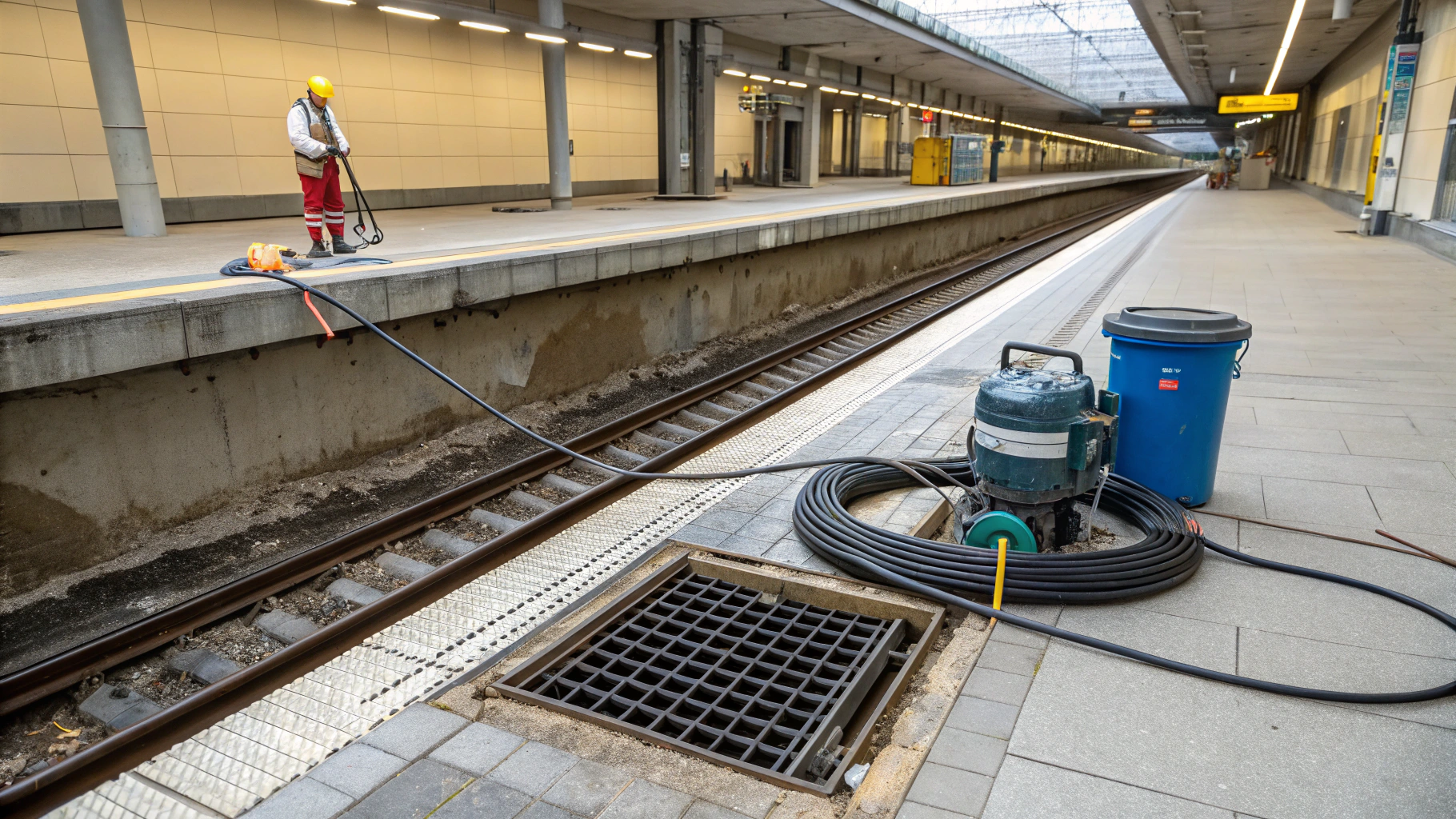 Промывка дренажных станций метро от ила
