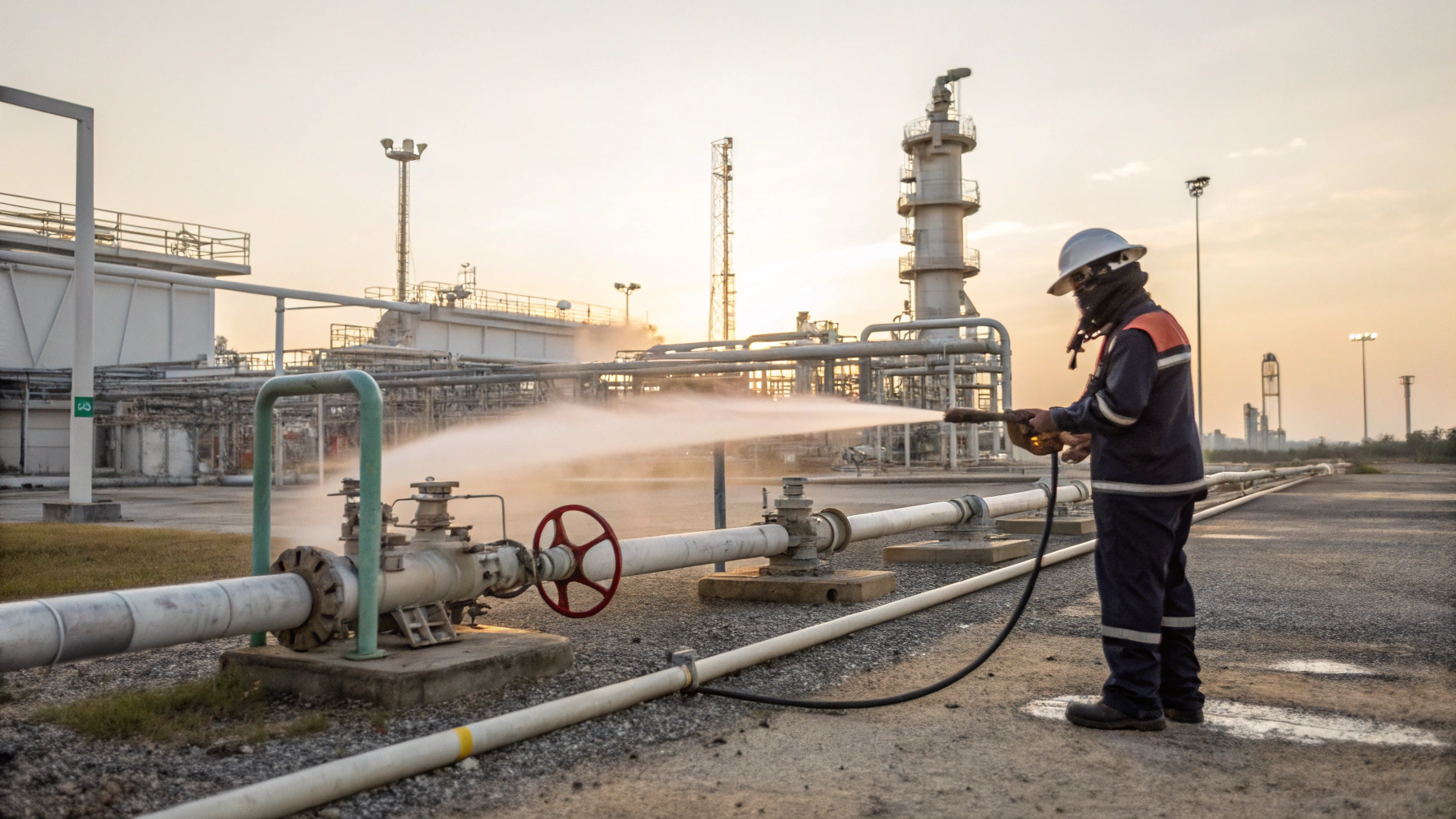 Промывка факельных коллекторов от налета с контролем газов