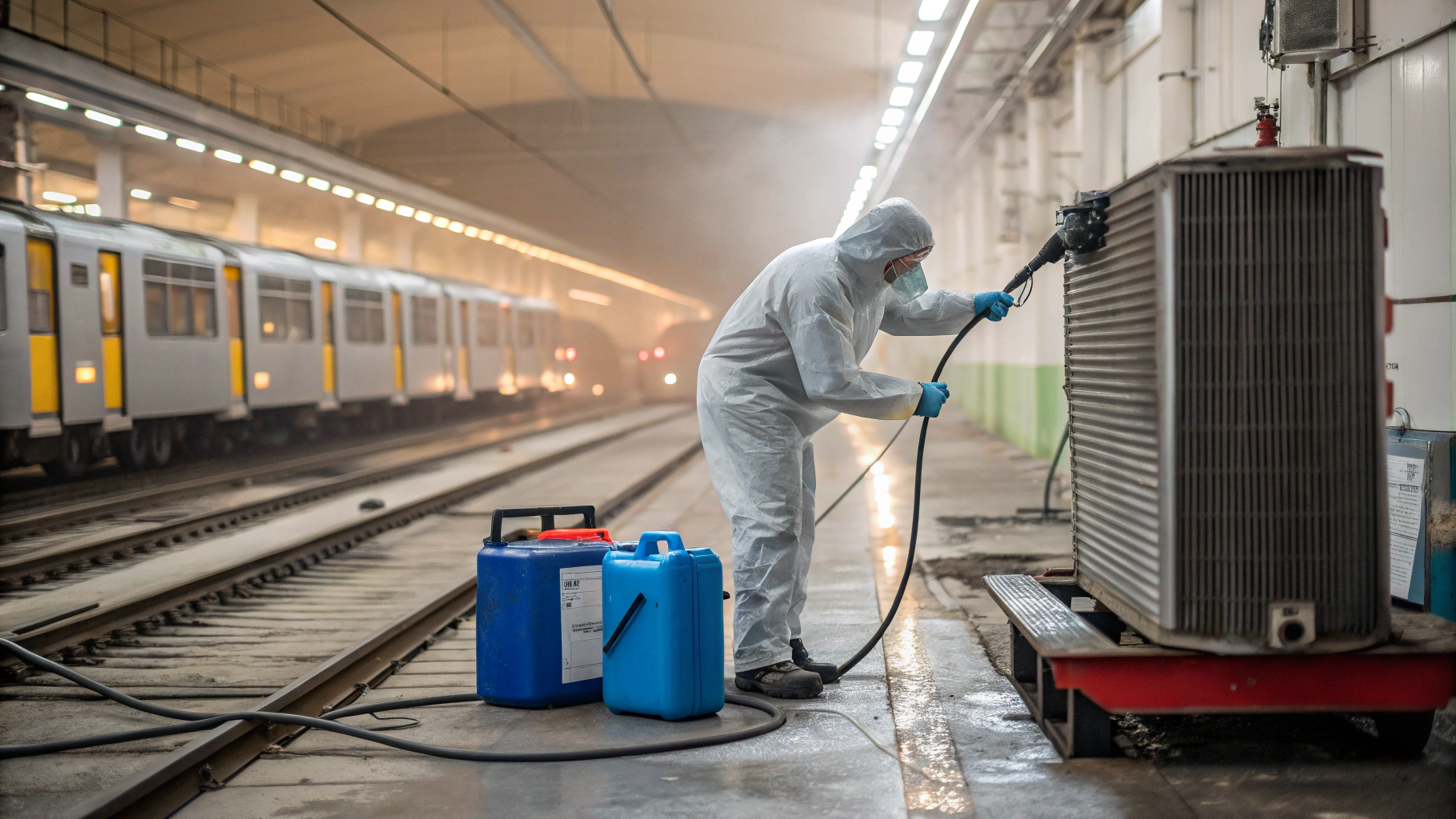 Промывка кондиционеров вагонов метро с дезинфекцией испарителей