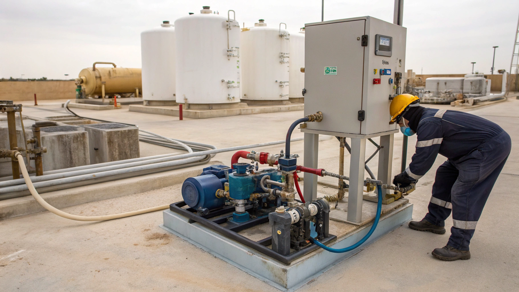 Промывка систем дозирования реагентов от кристаллизатов с контролем расхода